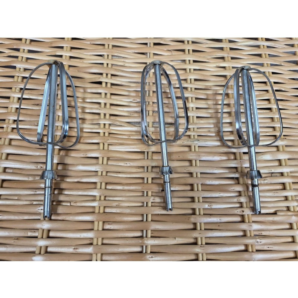 Lot of 3 vintage Sunbeam Mixmaster chrome metal mixer beaters / replacement part